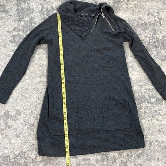 Jeanne Pierre Zip Cowl Neck Tunic Sweater Gray Front Pockets Sz S - Picture 9 of 11